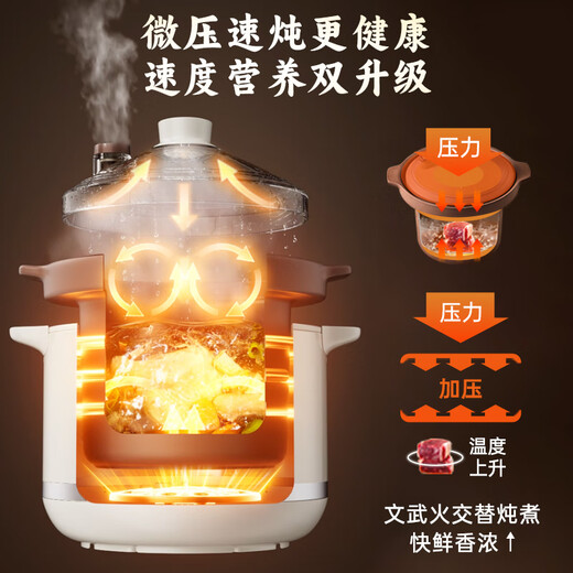 Bear electric stew pot, electric casserole, electric stew pot, soup pot, purple casserole soup electric stew pot for 4-6 people, porridge cooking tool 5.5L DDG-E50S5 national subsidy