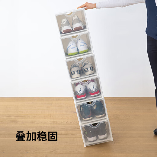 Sailotou Double Door Thickened Shoe Box Basketball Shoe Box Flip Transparent Shoe Storage Box Shoe Rack Dormitory Shoe Cabinet White 12 Pack - Does Not Include Partitions