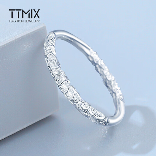 TTMIX couple platinum ring pt950 platinum men and women curly grass pattern new Chinese style gold hoop ring 10# 5.3-5.5g