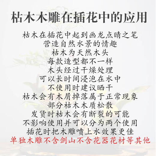 天然风化枯木木雕根雕微景观造景插花木头禅意树根摆件花艺水沉木 6296号沉木长约29cm