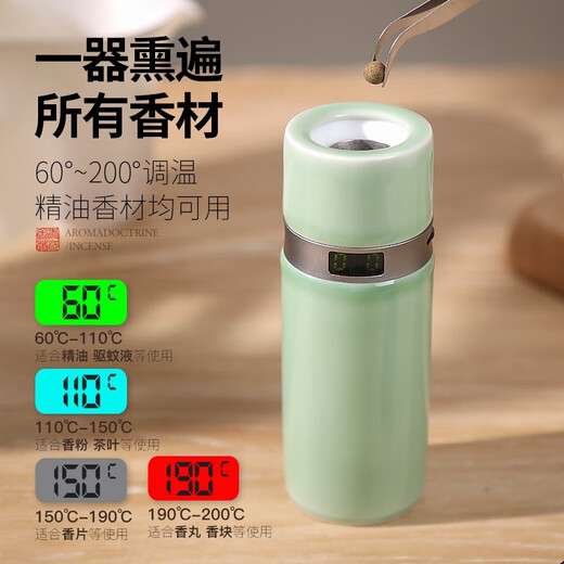 Qingchen wiederaufladbare elektrische Weihrauchbrenner Haushalt Innenräume Elektronischer Weihrauchbrenner Handgepäcker Handheld-Weihrauchbrenner Temperatursteuer kontrolliertes Auto Elektrisch Weihrauch Brenner Tragbarer Weihrauchbrenner Crescent White