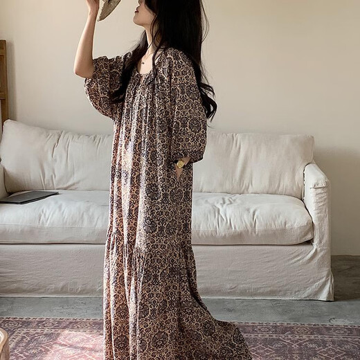 Ran Yilan ist so schön und elegant, langer Rock für Frauen im sommerlichen dünnen Baumwollseide -Long -Stil, der außen getragen werden kann, den Schlafanzug, damit Sie schlank aussehen. 8668 Rockbambus, durchschnittliche Größe F Rocklänge 12590-180jin [Jin ist gleich 0,5 kg]