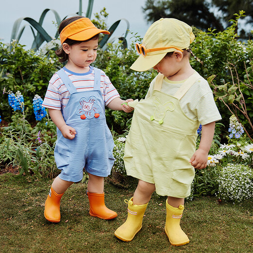 Mini Bala (Minibala) Mini Bala Overalls Anzug an Kurzärärmel-Jungen und Mädchen Kinder hautfreundlich atmungsaktiv und nicht leicht zu schwitzen Süßes Sommergrau und Blau A81301 90
