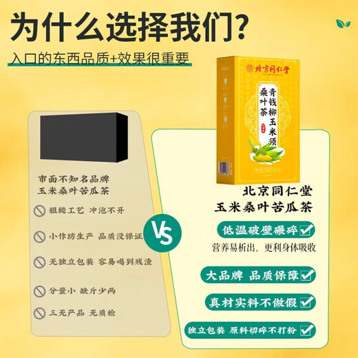 北京同仁堂青钱柳玉米须桑叶茶降压高血压血糖血脂茶包中老年蒡葛根决明子茶 【尝鲜装】 1盒40包（贵在运费）