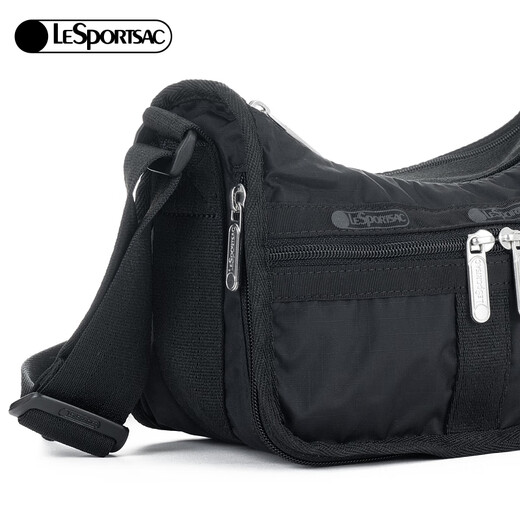 LeSportsac乐播诗CLASSIC系列百搭马鞍包多隔层单肩斜挎包送女生礼物 再生面料-黑色