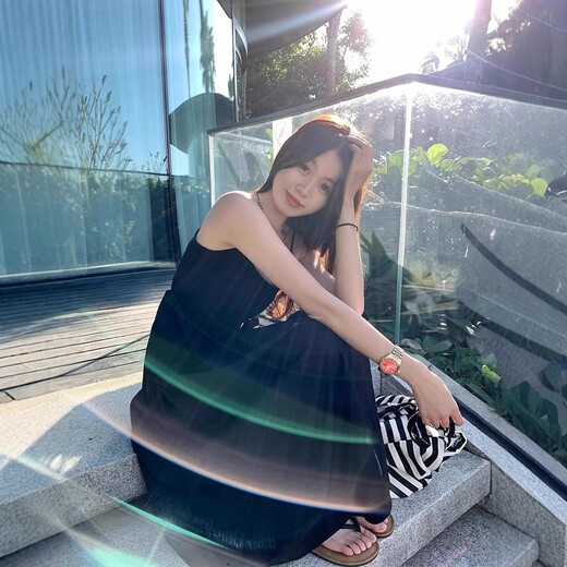 渝鼎福 白色吊带连衣裙女夏季穿搭防晒开衫外套气质海边度假套装长裙 法式吊带连衣裙白色 M
