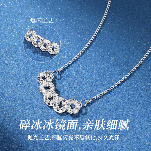 Saint-Jacques Five Emperors Coin 999 sterling silver necklace women's light luxury pendant jewelry silver clavicle chain birthday gift for girlfriend