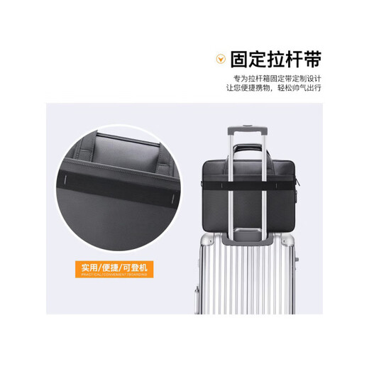 酷奇袋鼠商务公文包男单肩斜挎大容量手提业务办公包牛津帆布电脑包15.6寸 深灰色  3291款