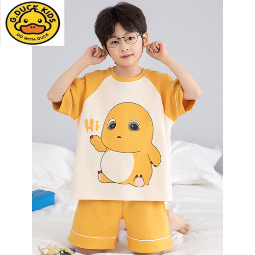 G.Duckkids Little Milk Dragon Детские пижамы мальчики с короткими рукавами с чистым хлопком лето-мультипликационные мультипликации среднего размера детская домашняя одежда для домашней одежды [чистый хлопок] 695 Маленький молоко-дракон 110 см размера 10 высота 103-113 Вес 38 38