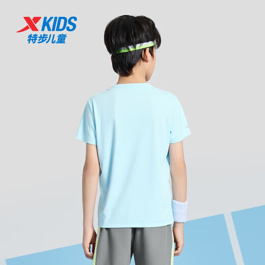 XPEP (XPEP) Pull à manches courtes d'été pour enfants pour les garçons d'enfants de taille T courts t-midiums respirants et confortables sports et t-shirts décontractés Bleu ciel [9215] 150 cm