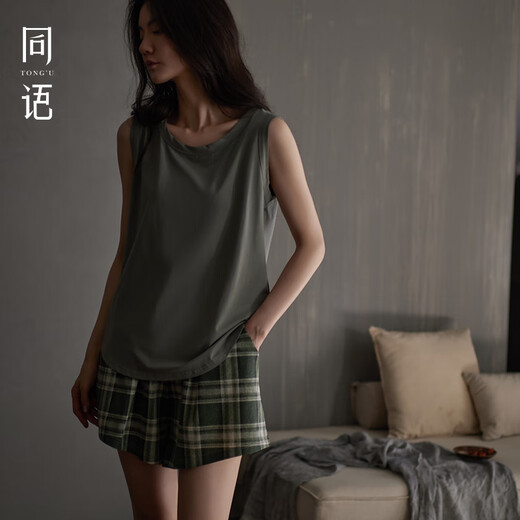 同语（TONGYU）同语2025年夏季睡衣情侣装一男一女莫代尔棉凉感背心套装家居服夏 M5265-M5266 L (165) 女(身高162-168cm)