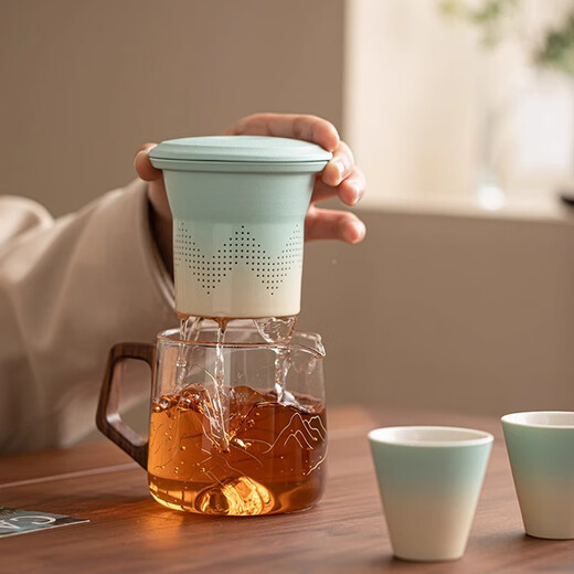 Zhexuan Kung Fu tea set, complete set of glass male cups, tea kettle, tea water separation, one pot, four cups, Mid-Autumn Festival gift