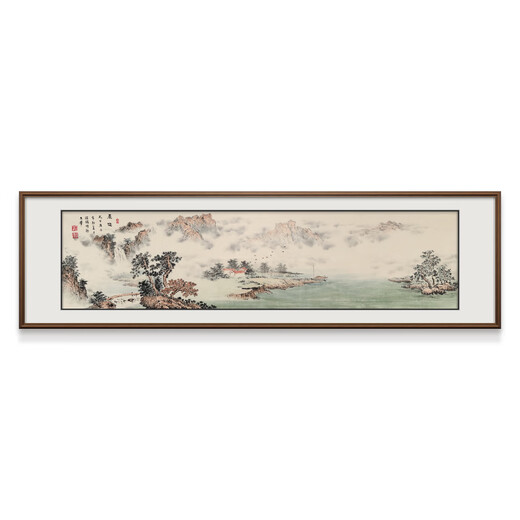 Langcaifang ink landscape painting hand-painted office study tea room living room Chinese style hanging picture framed high-end traditional Chinese painting authentic A Chenxiao framed 168*48cm (recommended)