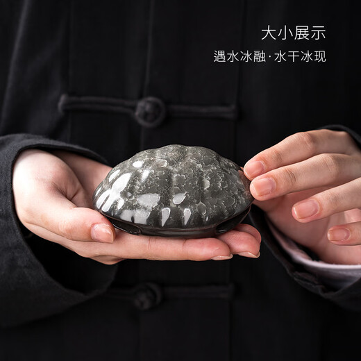 Miaolian Tianxiang Master Lin Xinru Ru Kiln turtle shell tea pet ornaments can be opened to play with tea and give gifts Recommended tea ceremony accessories S43-029A Black Ice Flower-Fu Jia Yifang gift box. Certificate included