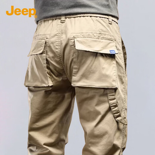 Jeep (Jeep) Pantalones casuales para hombres Pantalones de trabajo de múltiples pies de remolque de hielo de verano Pantalones 679 caqui 32