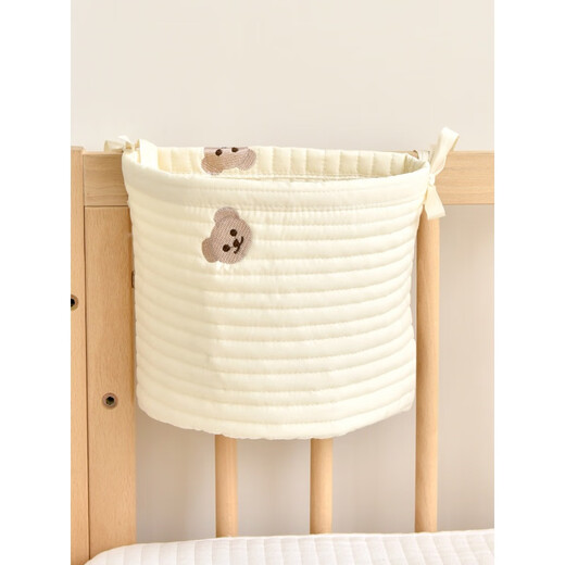 Baby cotton bedside hanging bag baby bed storage bag diaper storage children's bedside storage bag New Bear 20*21cm