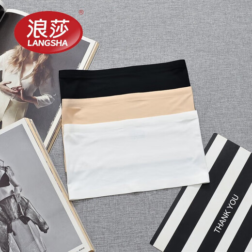 LangSha's new one-piece tube top, anti-exposure cover, inner bra wrap, ice silk bottoming, strapless underwear, girl's corset summer, ice silk upgraded version (with anti-slip silicone strip), one size fits all, black