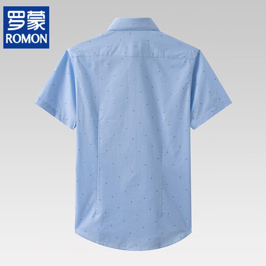 Romon (Romon) Theke Rückzug des Bidding Herren-Sommerhemdes atmungsaktives komfortable Baumwolle lässiges Kurzärmel-Hemd trendige Kleidung hellblaues Muster 165/84a/3895-105Jin [Jin ist gleich 0,5 kg]