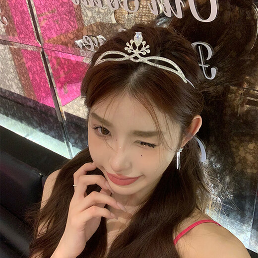 Bai Qixin crown tiara for birthday little princess student adult ceremony super fairy round 18-year-old crown bride wedding gift double ring crown