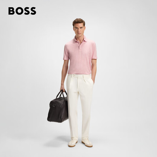 Boss Boss [Geschenk am chinesischen Valentinstag] [Gleiches Modell in Beckham] Herren 25-jähriger Herbst-Leinen-Polo-Shirt 673-Pink L.