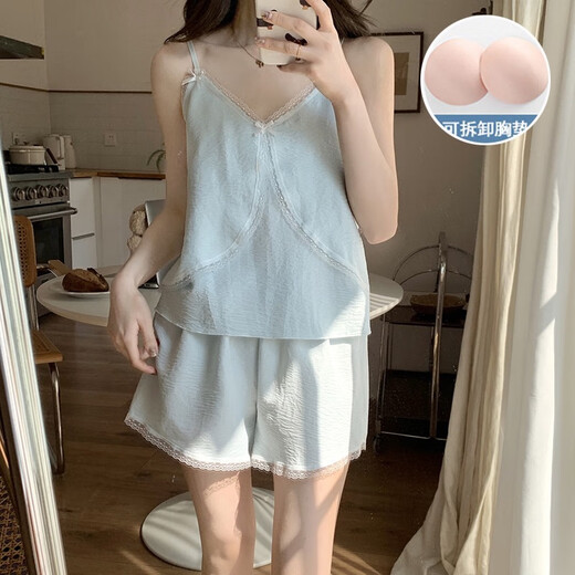 COLORFUL GEMS夏季云朵棉带胸垫吊带睡衣甜美可外穿家居服广州十三行 JDX-967#【蓝色】 170 M
