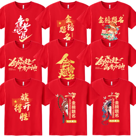 黛笙2025高考专用T恤金榜题名短袖家长送考衣服中考必胜加油定制班服 高考必胜-829-红色 S _(80-95斤)