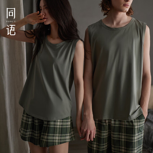 同语（TONGYU）同语2025年夏季睡衣情侣装一男一女莫代尔棉凉感背心套装家居服夏 M5265-M5266 L (165) 女(身高162-168cm)