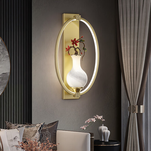Lámpara de noche de dormitorio principal XMSJ de alta gama Nuevo estilo chino Escalera de esmalte creativa de estilo chino Lámpara de pared F3506 Persimmon Ruyi Marco ancho 21* Altura 5