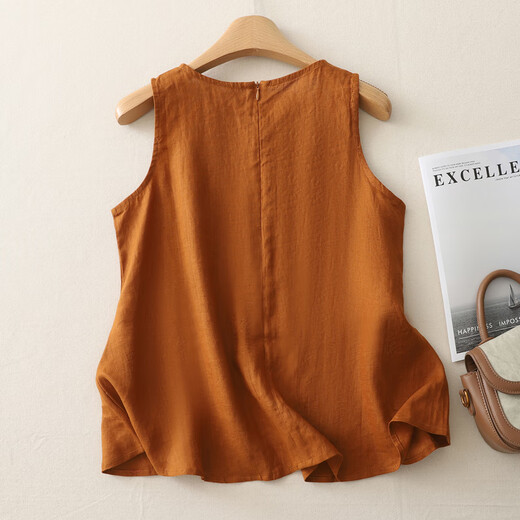 Jiandang large-size women's fat MM summer literary sleeveless inner sleeveless round neck pullover temperament solid color retro vest 6172 ash powder M [80-95Jin[Jin equals 0.5 kg]]