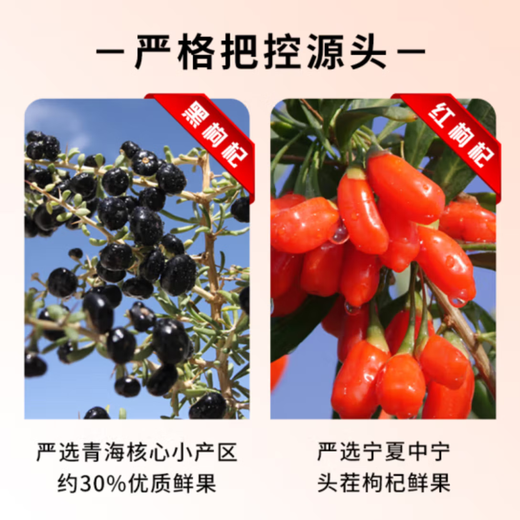 景硕红黑枸杞原浆【20瓶x50ml】100%纯正宗宁夏青海鲜榨枸杞汁礼盒NFC