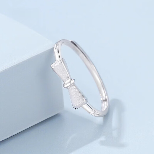 Bovia's new platinum bow ring for women PT950 plain ring adjustable platinum wedding ring for girlfriend platinum open ring 1.8-2.0g