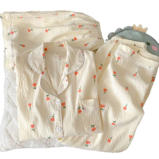 Jingpufei pijama de rosas dulces para mujeres en pantalones cortos de manga cortos de verano set de tres piezas ropa casera yunduo algodón-9905# black love set de tres piezas M [sugerencia 75-100Jin [Jin iguala 0.5 kg]]