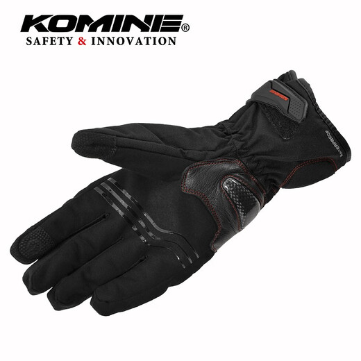 KOMINE SAFETY&INNOVATION摩托机车冬季加绒长腕防水骑行手套抵御寒风冷雨重量轻男女GK-846 黑红 S