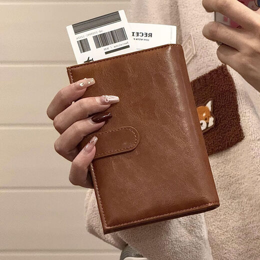 赟娅旅行护照证件保护套防盗刷RFID多功能便携证件夹防扫描通用机票夹 拉链-暗黑色