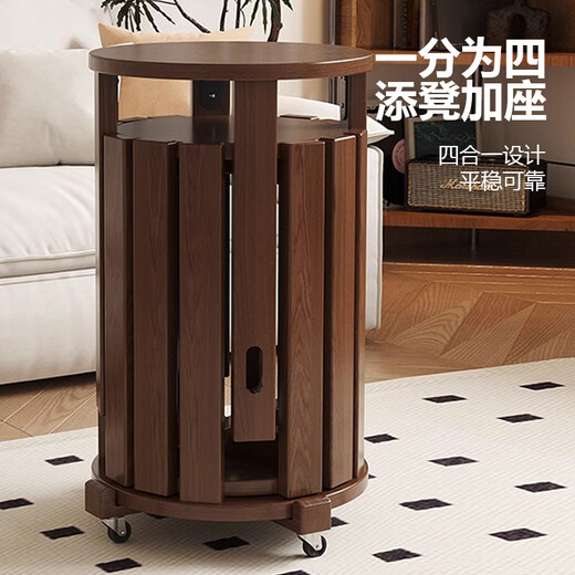 Yupin solid wood stool household stackable combination stool dining table round stool stacking stool bench CY160 four walnut wheels