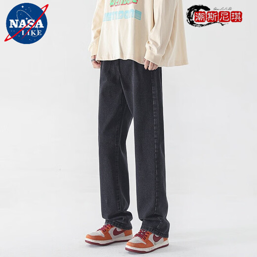 NASALIKE high street jeans men's retro yellow mud dyed light wide-leg straight pants spring trend American floor-drawing casual trousers [high quality elastic waist] 9922 yellow mud 2XL Recommended weight 140-150 Jin [Jin equals 0.5 kg]