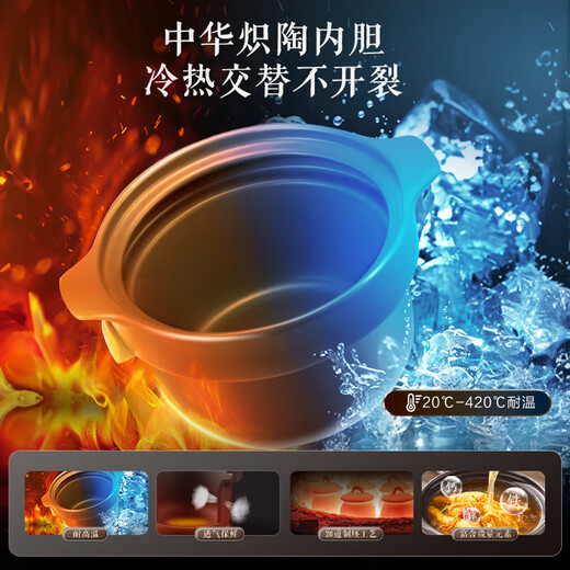 SUPOR electric stew pot, household 5L large-capacity soup pot, electric stew pot, multi-function pot, high-power electric stew pot, direct stew electric stew pot, nutritional food supplement pot, porridge artifact, micro-pressure stew + 1.5H fast soup, Chinese incandescent pottery liner 5L