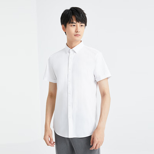 Lilang Short à manches à manches à manches de la chemise d'été pour hommes et élégante et facile à gérer les hommes Business Men White (24xzc0011y) 40