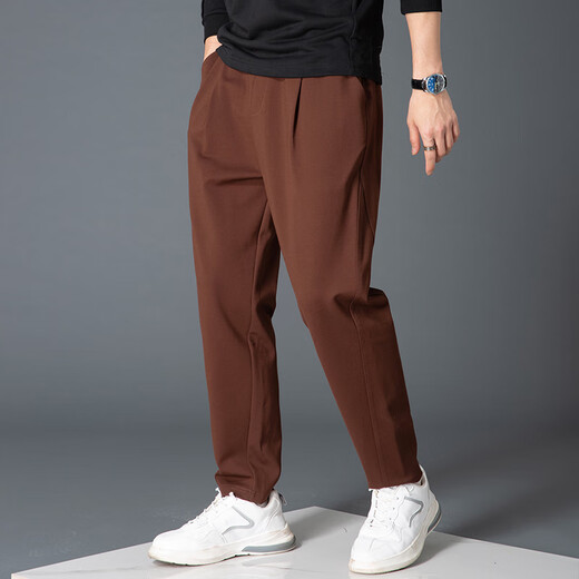 Bosswei Casual Pants Men's Sports Pants Versatile Loose Drape Cuffed Trousers Korean Style Four Seasons Small Feet Brown Harem Pants Summer Black Thin Section M 100-115Jin Jin is equal to 0.5 kg