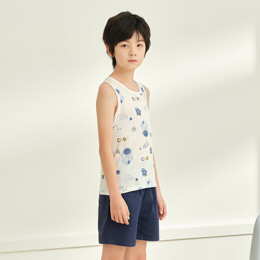 
Red bean boys pure cotton vest children's sleeveless T-shirt in summer thin bottomed sweatshirt can be worn on the outside H5B2009 white 150