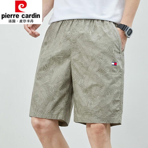 皮尔卡丹（pierre cardin）2025夏季男士休闲短裤纯棉运动休闲裤沙滩五分男直筒裤子 豆绿色9215 L 建议120-140斤