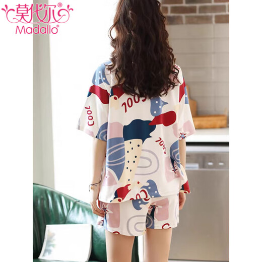 MODAL 2025 Summer New Pajama для женщин Лето-чистые хлопковые шорты с короткими рукавами хлопковые повседневные простые студенческие домашние одежды Z9855 M [рекомендуется 75-90Jin [Jin равняется 0,5 кг] Wear]