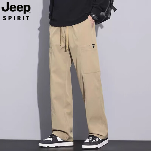 JEEP SPIRIT吉普军绿色工装裤男夏季2025宽松直筒美式休闲裤男款春夏款 9856杏色 XL