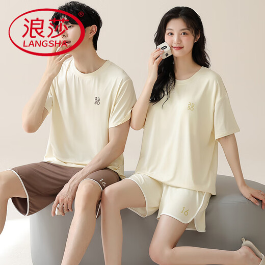 浪莎（LangSha）睡衣情侣装一男一女款2025新款夏天带胸垫莫代尔夏款动人家居服夏 NSN15601男15801女 带胸垫 XL 女款L +男款