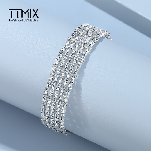 TTMIX women's platinum bracelet chain luxury and noble pt950 platinum wide bracelet 59mm, weight 43.15g, width 15.6mm