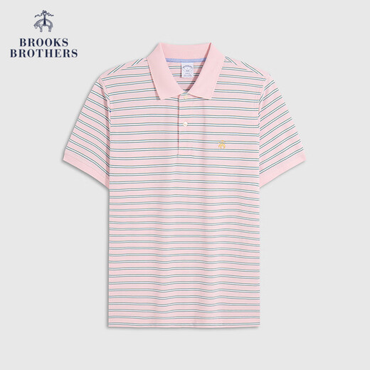 Brooks Brothers/Brooks Brothers Herren 25 Frühlings- und Sommer neue Baumwollgolden-Schaf-Farbbündel Streifen kurzärmelige Polo-Hemd B695-Pink S