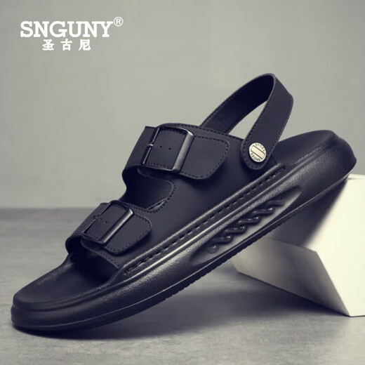 Snguny High-Light Luxury Sandals de marca de lujo 2025 Summer NUEVO VERSATILE VERSATILE SUGLO SOLO PLAYA CAPATOS UTS ANTERIORES ANTERIORES Y COODES NEGRO 9903 44 (270 mm)