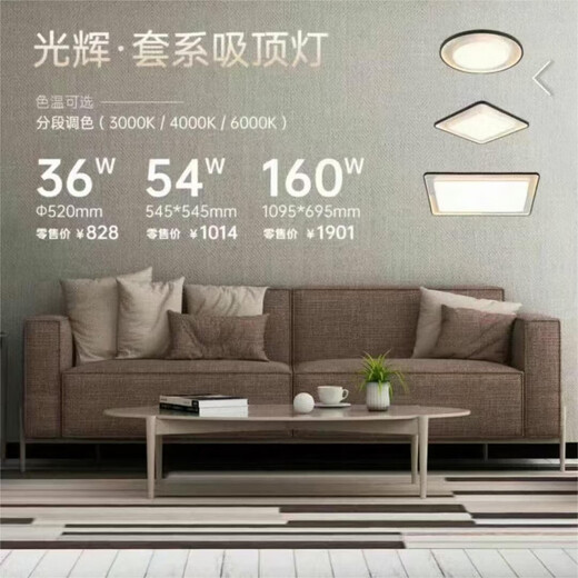 
Leshi Lighting 2025 new store Guanghui WCX11965 living room lights home bedroom ceiling light modern and simple Guanghui 1095*695mm-160W-white + black