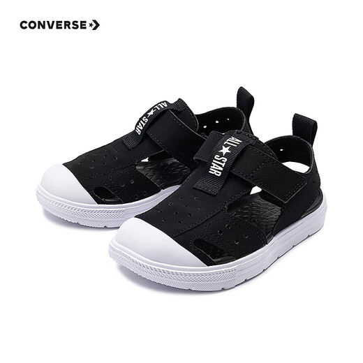 Converse Converse children's shoes, boys' sandals, new summer style, breathable, non-slip, versatile Velcro for children, casual commuting, black 28, recommended foot length 17cm