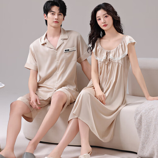 Cat Man (Miiow) pareja pijamas verano delgado seda de hielo delgado nuevo hombre de manga corta y mujer camiseta sospecher sexy ropa de ropa para el hogar 6210 bag negro m mujeres + hombres l